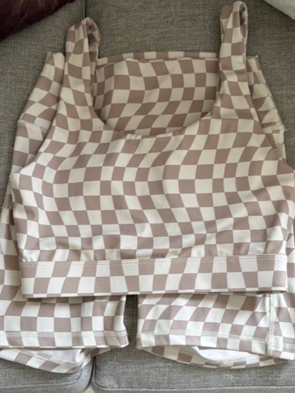 NWT Wilo the Label Wave Print Checker Sports Bra and Biker Short Active Set XS - Picture 8 of 9